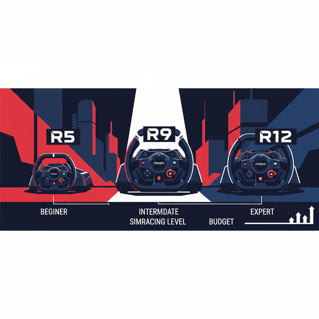 Moza R5 vs Moza R9 vs Moza R12: Diferencias entre la gama Moza Direct Drive 2025