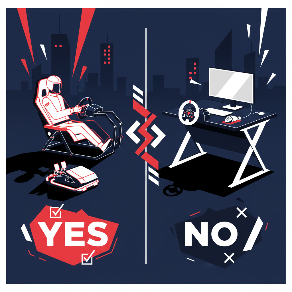 Playseat Challenge vs escritorio reforzado: Cuándo vale la pena un cockpit plegable